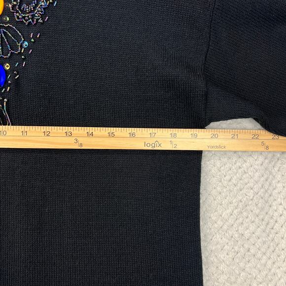 Vintage 70s California Gold Rush Knit Sweater Dress Heavy Beading Jeweled Large - Picture 6 of 14